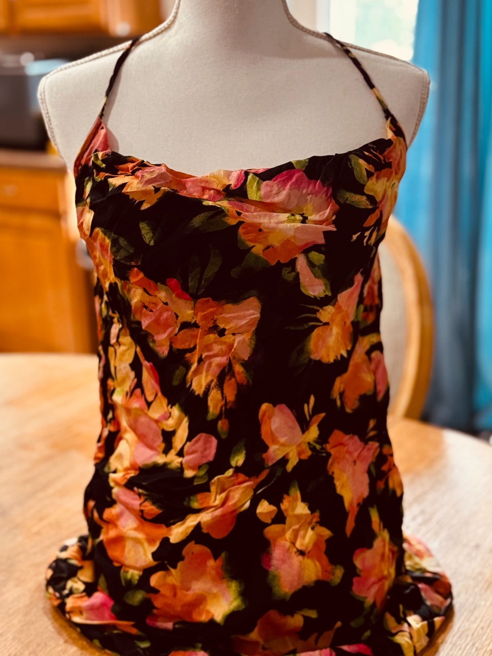 H&M Floral Camisole dress in Black & Pink Size Medium